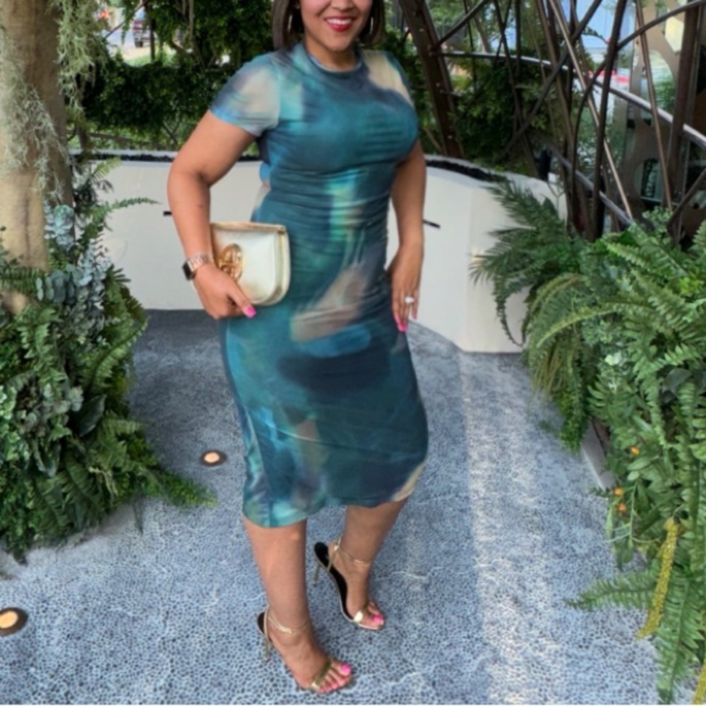 Printed Round Neck Slim Fit Women's Dress